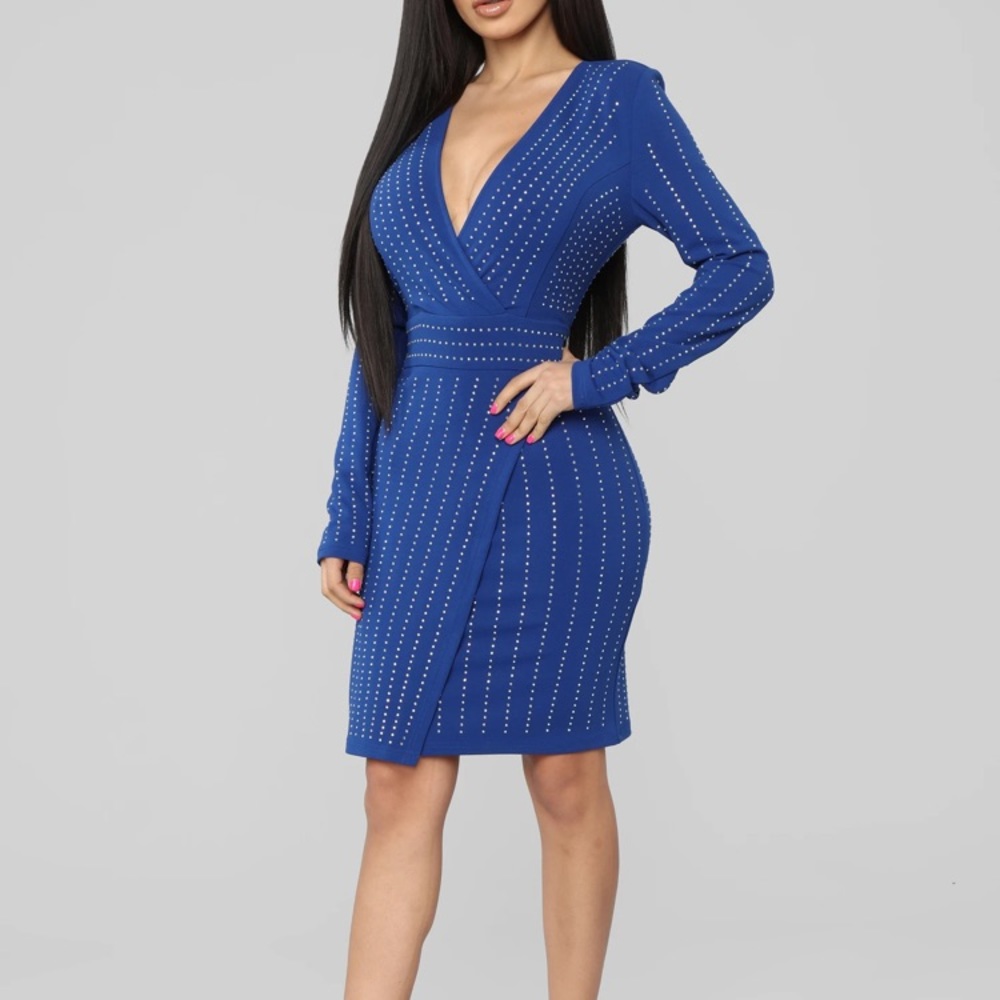 NEW Fashion Nova LET'S FN PARTY RHINESTONE DRESS